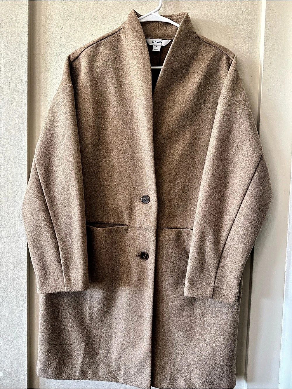 Old Navy Oversized Soft-Brushed Button-Front Coat Longline Coat in Brown Size
